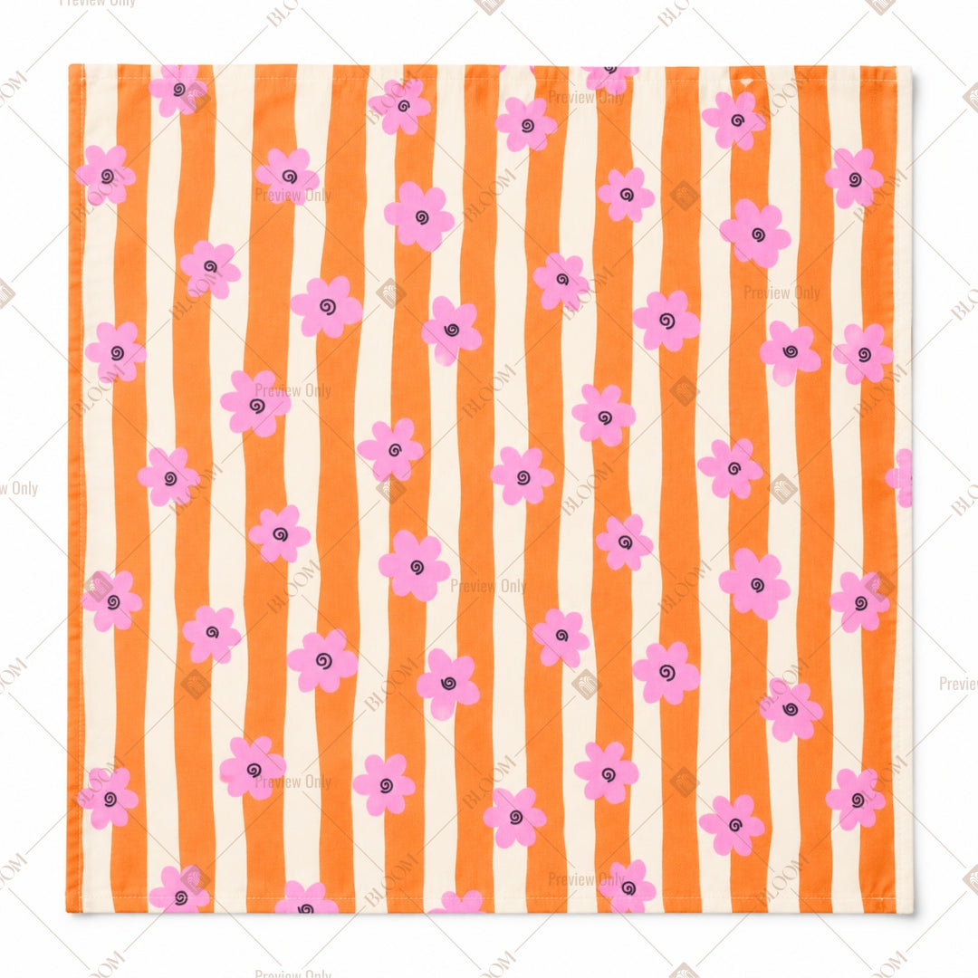 Orange Stripe Floral Pattern Design