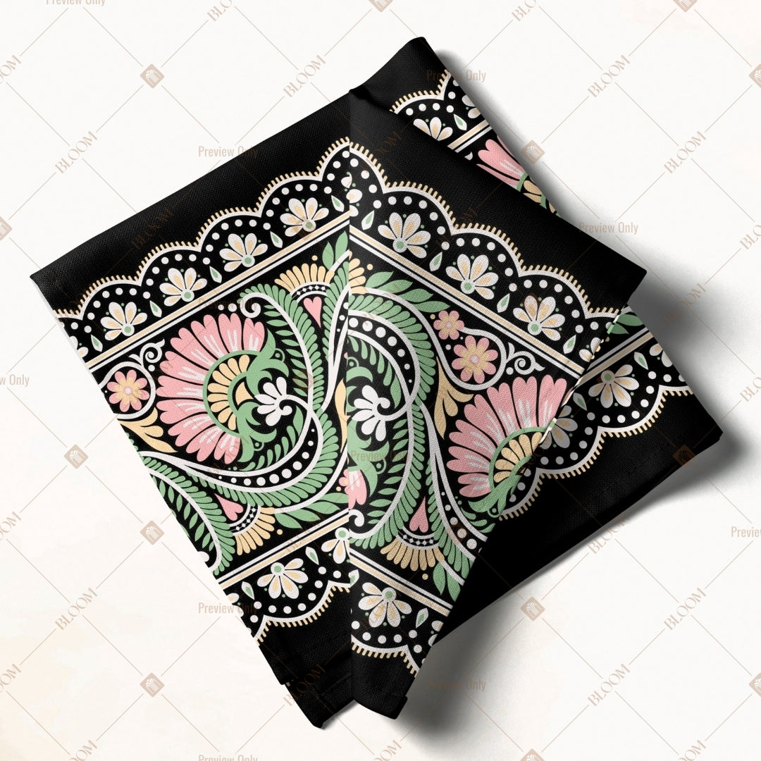 Black Paisley Border Napkin Pack of 20