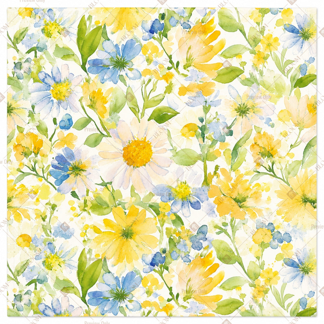 Yellow Blue Floral Pattern Design