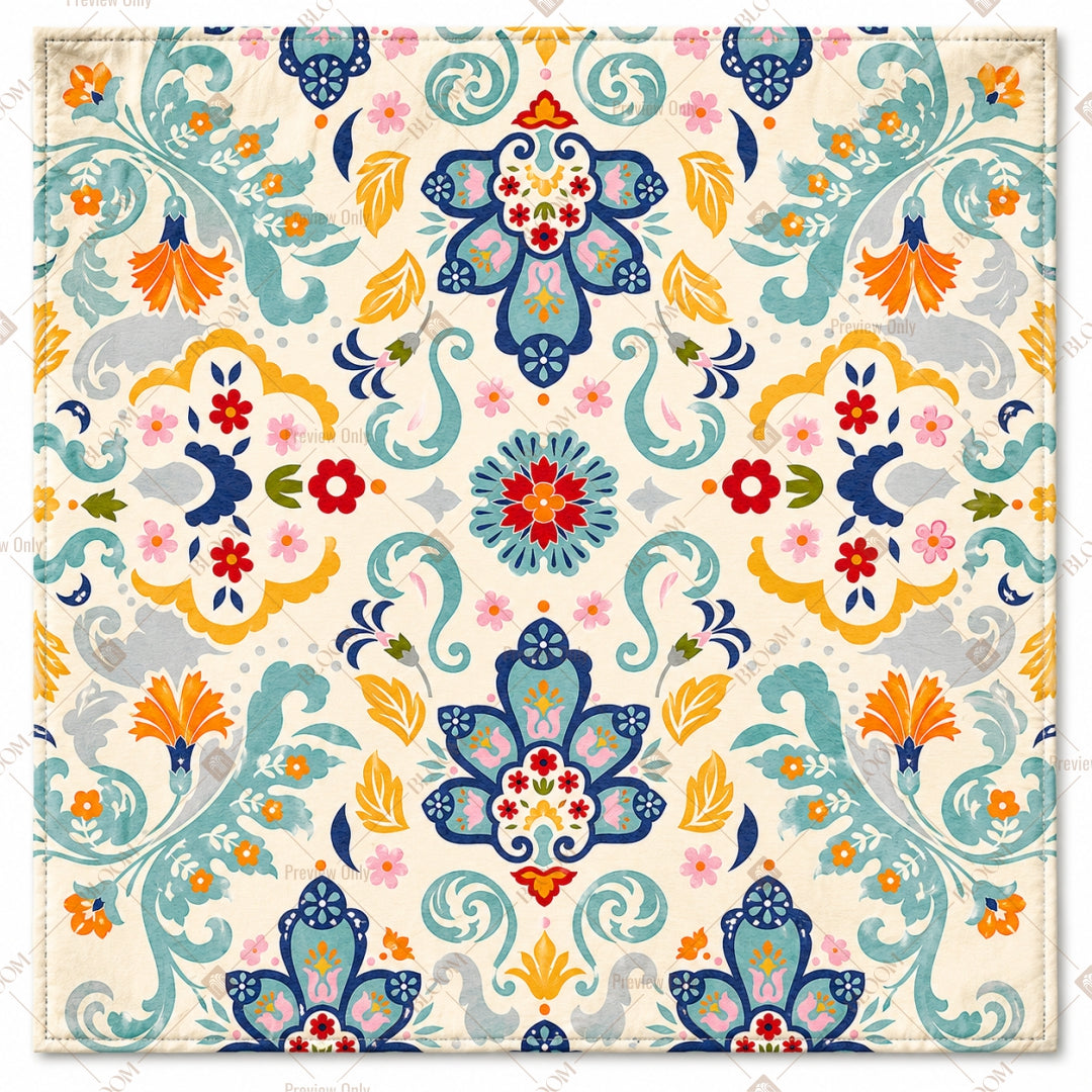 Colorful Tile Floral Pattern Design