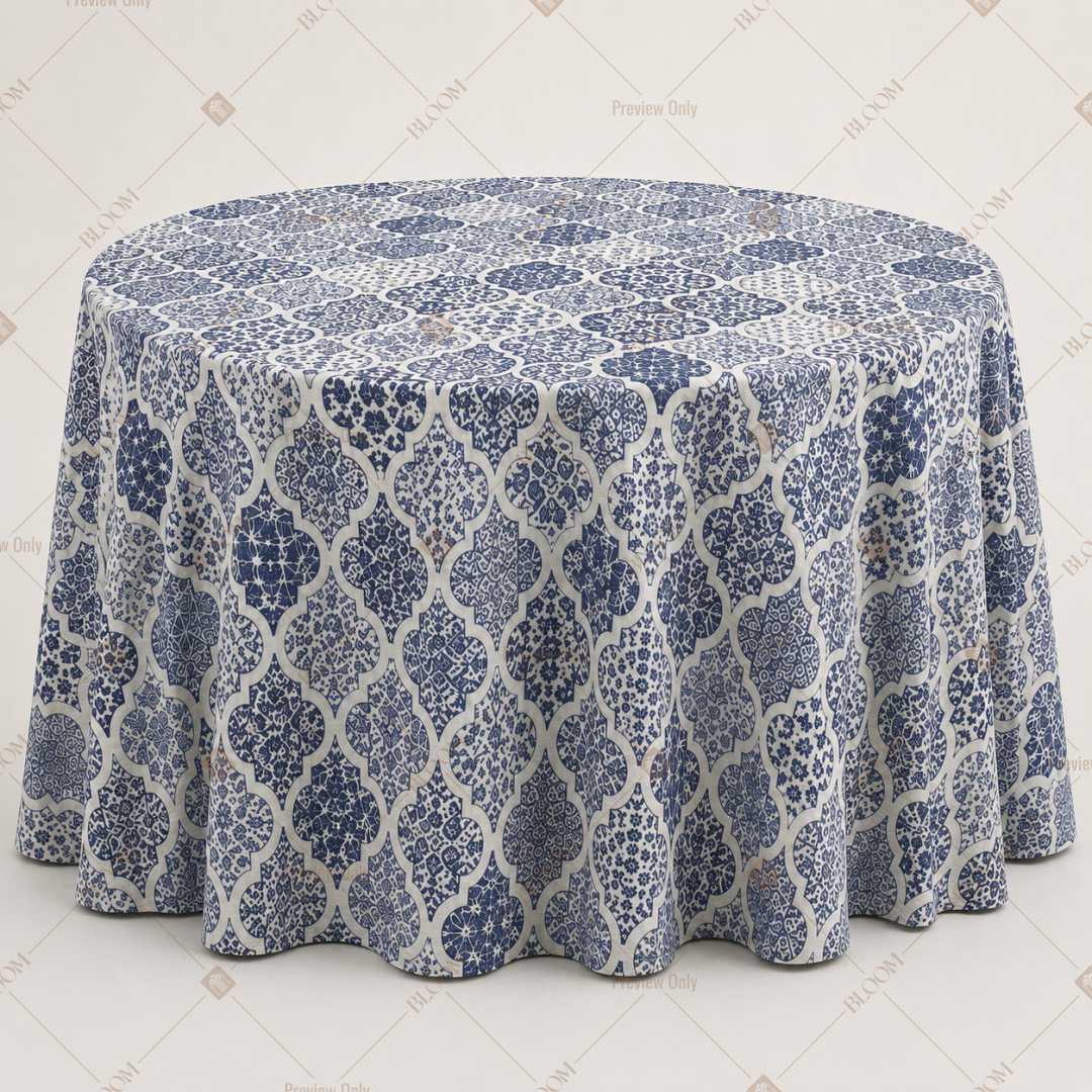 Blue Geometric Damask Table Cover Pack Of 6