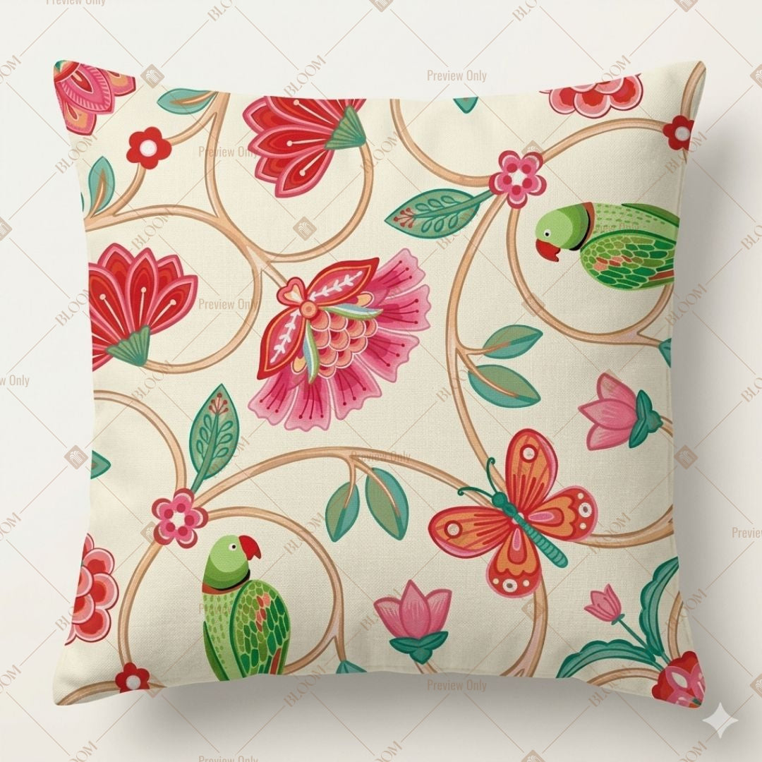 Tropical Floral Bird Cushion Cover Pack of 12