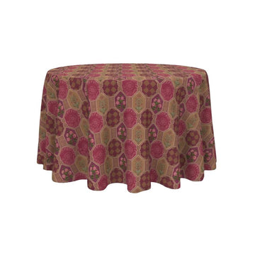 Maroon Golden Palace Tile Round Table Cover - Pack Of 6
