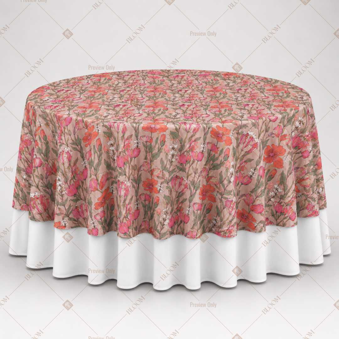 Coral Botanical Floral Table Overlay Pack of 6