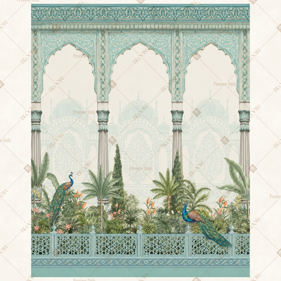 Elegant White Garden Arches Portrait Rectangle Backdrop
