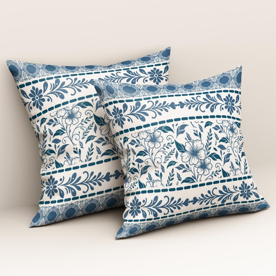 Azure Vintage Grace: Cushion Cover - Pack of 12