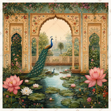 Peacock Palace Garden Arch Square Backdrop