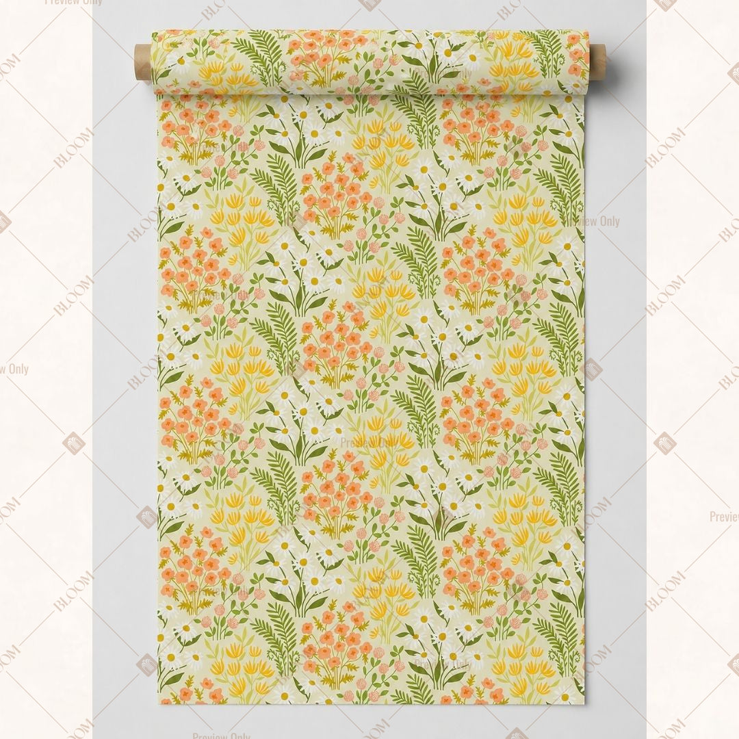 Yellow Floral Garden Fabric Roll Pack of 25