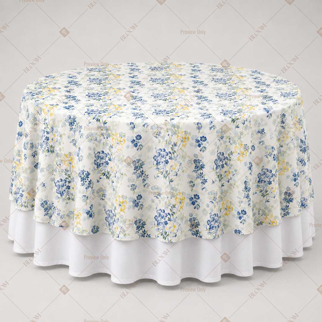 Blue Floral Block Print Table Overlay Pack of 6