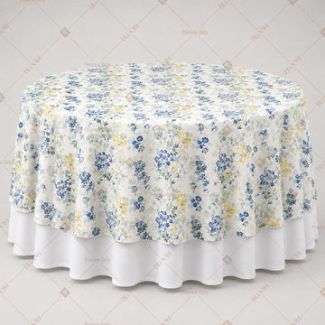 Blue Floral Block Print Table Overlay Pack of 6