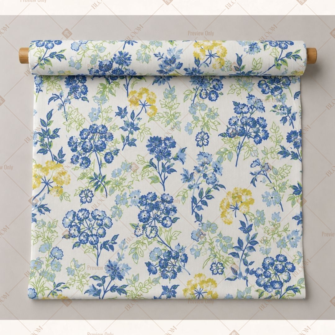 Blue Floral Blossom Fabric Roll Pack of 25