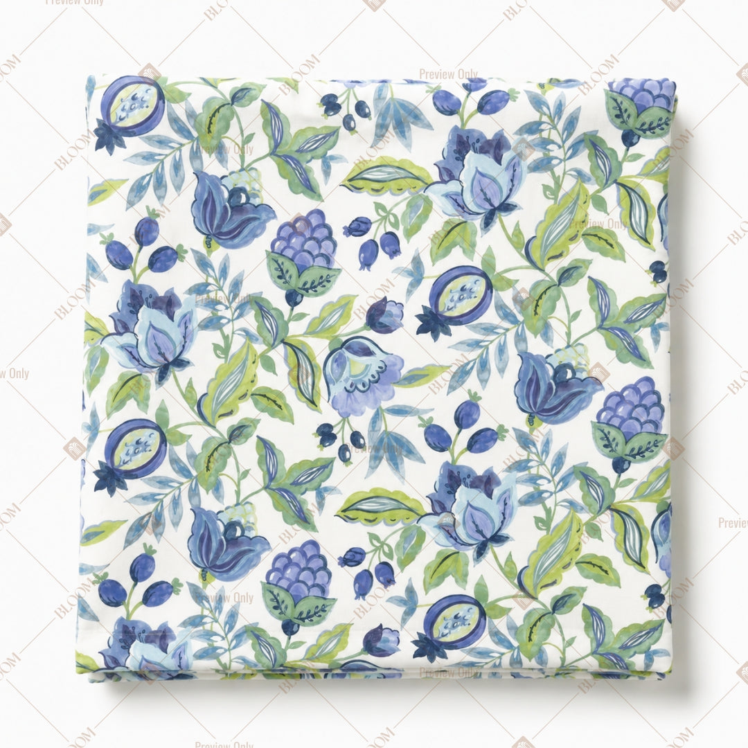 Blue Botanical Floral Pattern Design