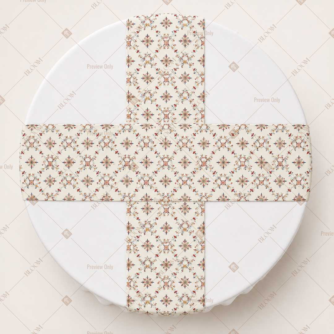 Ivory Floral Medallion Table Runner Pack Of 12