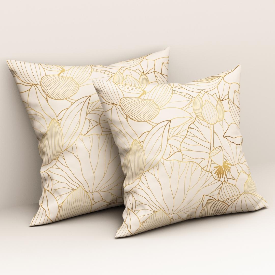 Golden Lotus Outline: Cushion Cover - Pack of 12