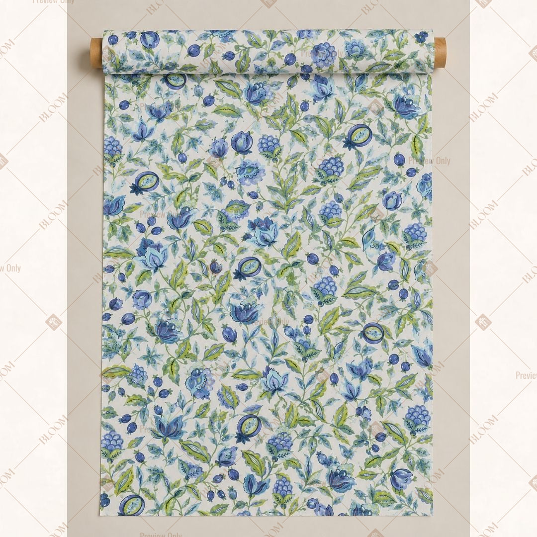Blue Botanical Fabric Roll Pack of 25