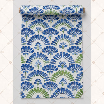 Blue Scallop Fan Fabric Roll Pack of 25