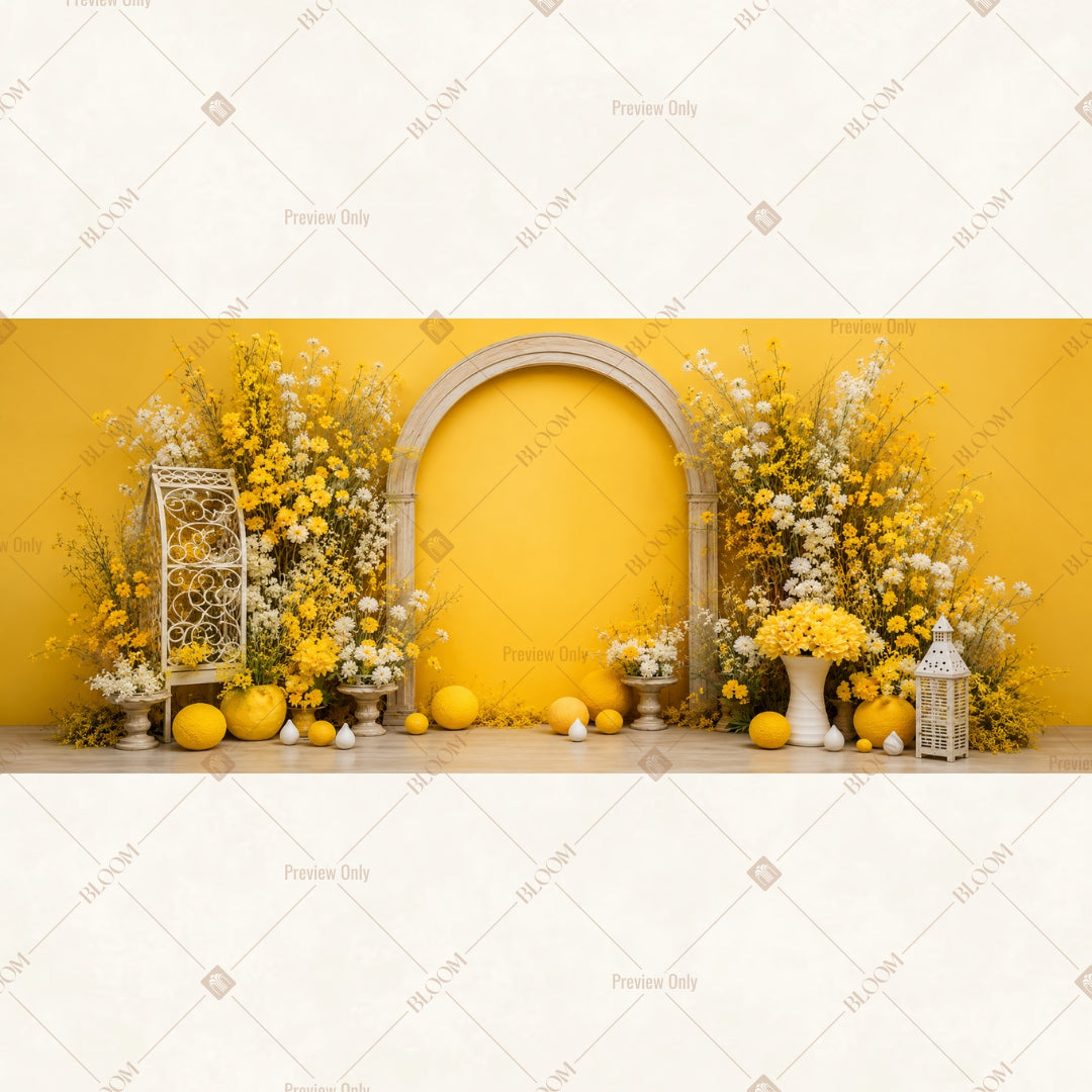 Golden Balloon Arch Party Wide Backdrop