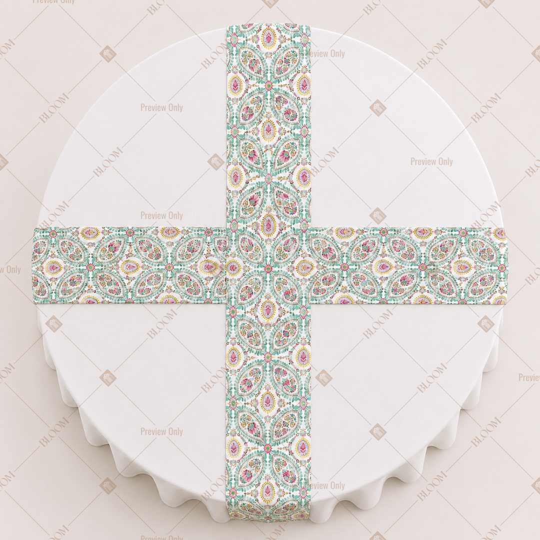 Aqua Floral Vine Table Runner Pack Of 12