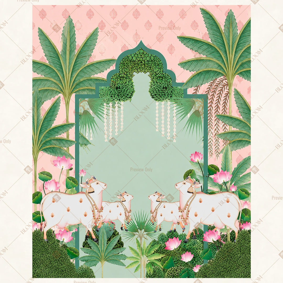 Pink Floral Garden Gate Portrait Rectangle Backdrop