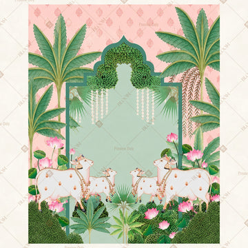 Pink Floral Garden Gate Portrait Rectangle Backdrop