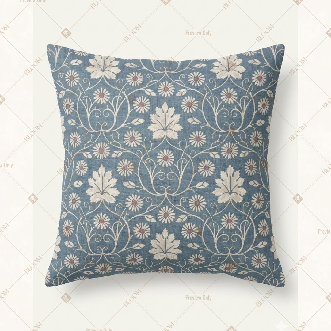 Blue Floral Damask Cushion Cover Pack of 12