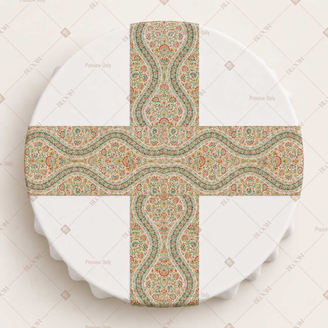 Sage Paisley Medallion Table Runner Pack Of 12