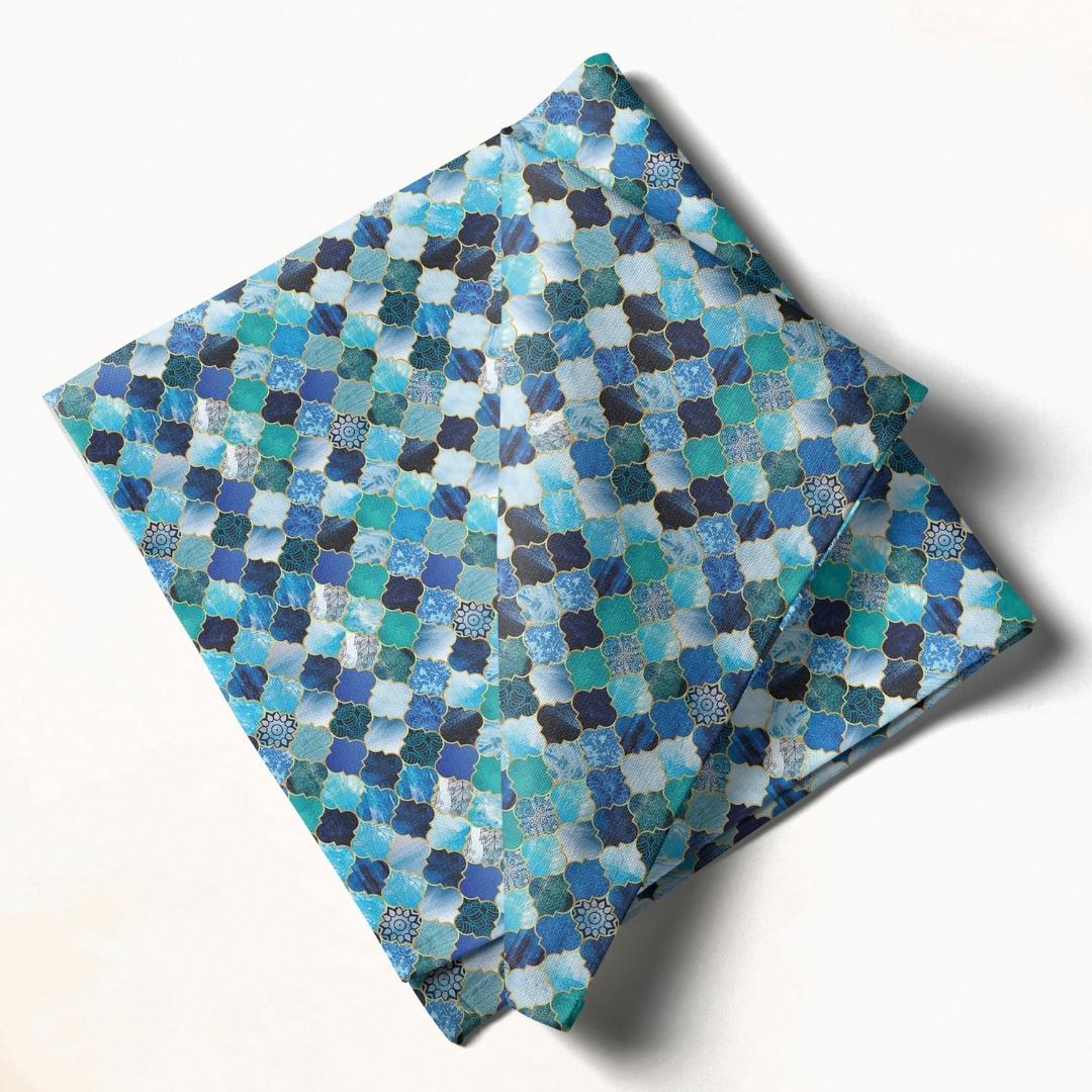 Blue Mosaic Tile Print: Napkins 18" X 18" - Pack Of 20