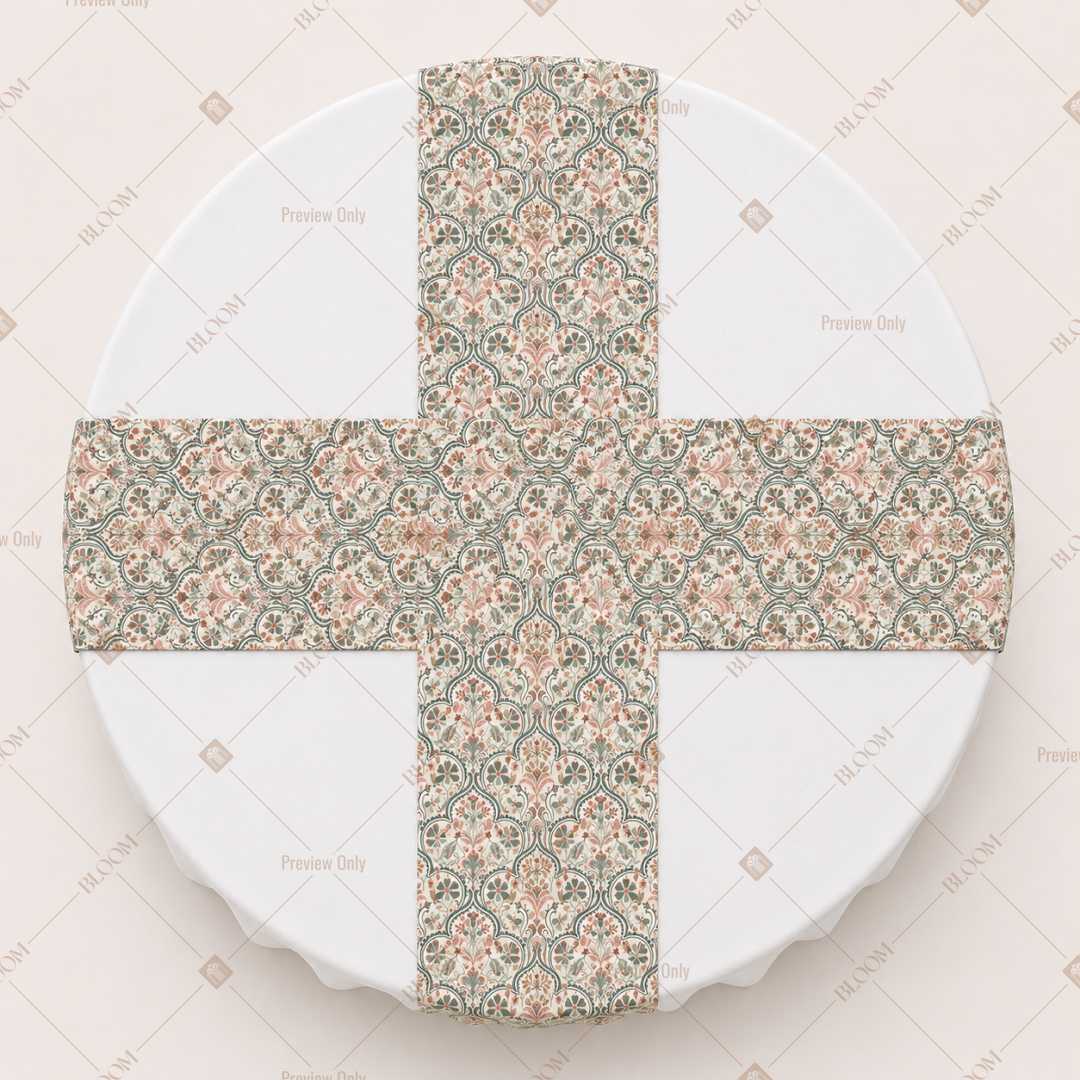Beige Floral Trellis Table Runner Pack Of 12