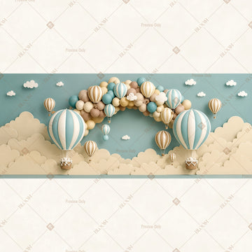 Hot Air Balloon Cloud Party Wide Backdrop