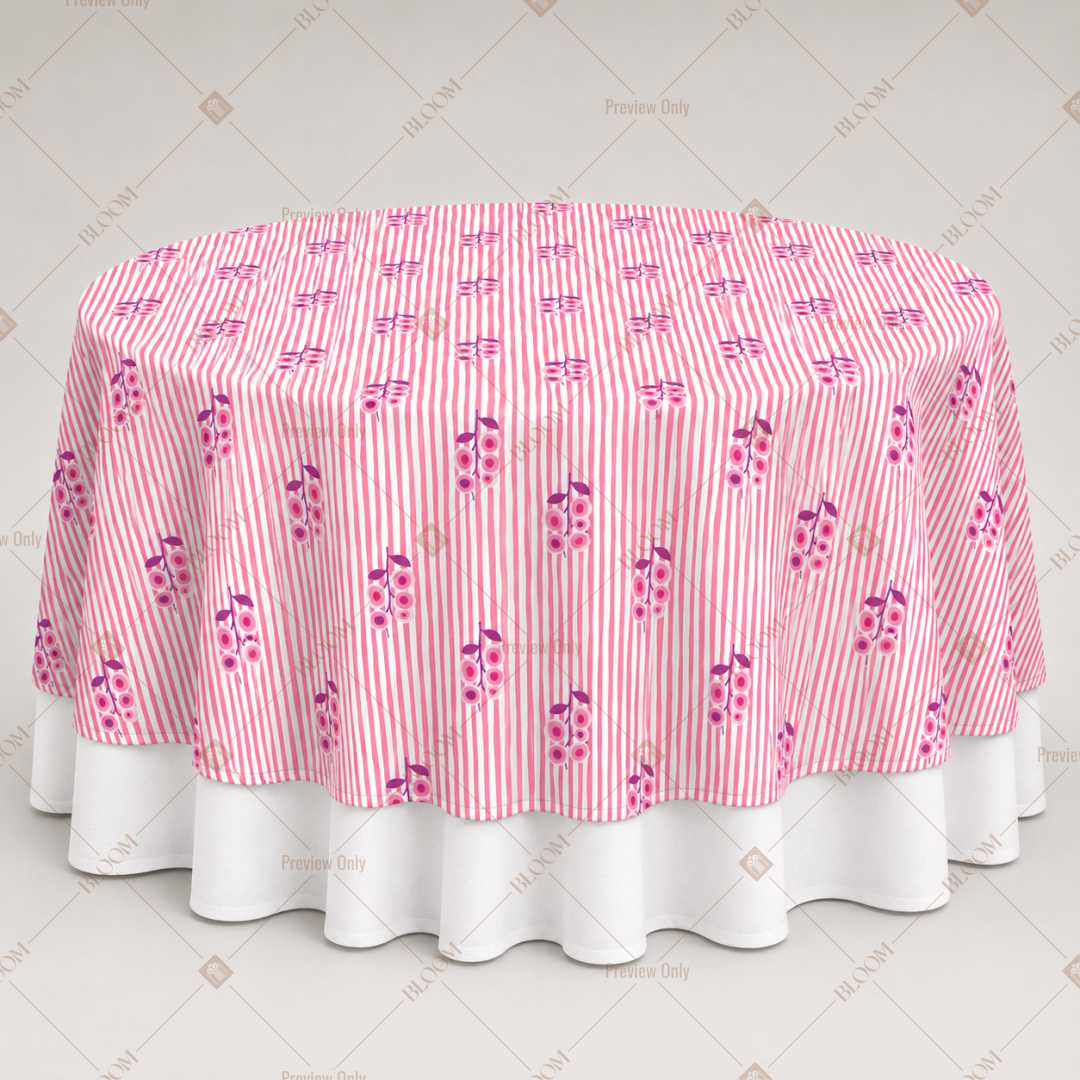Pink Floral Block Print Table Overlay Pack of 6