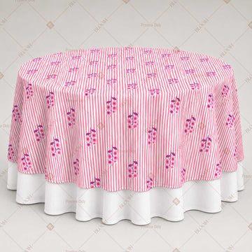 Pink Floral Block Print Table Overlay Pack of 6