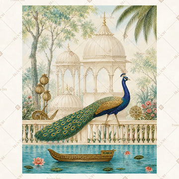 Peacock Garden Palace Portrait Rectangle Backdrop