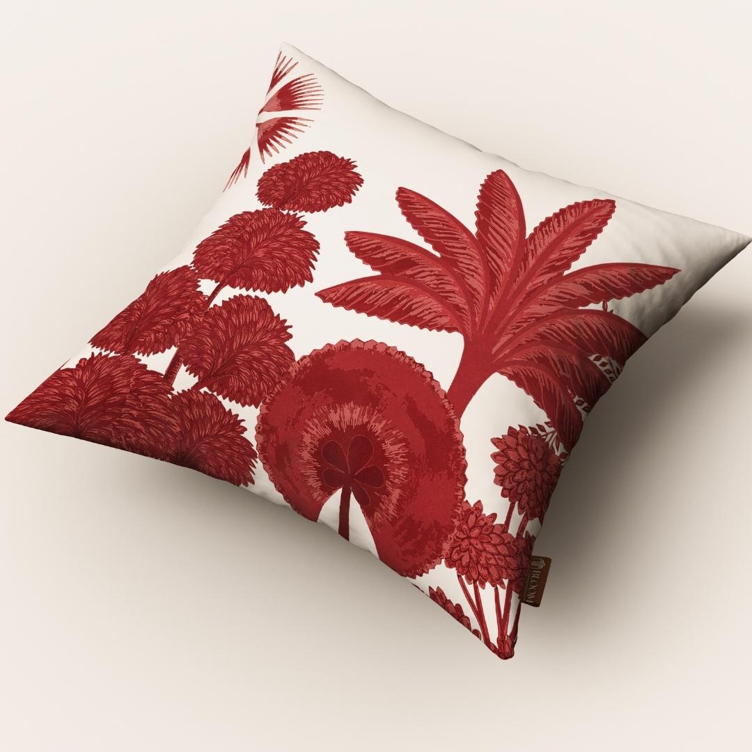 Crimson Palm Majesty: Cushion Cover - Pack of 12