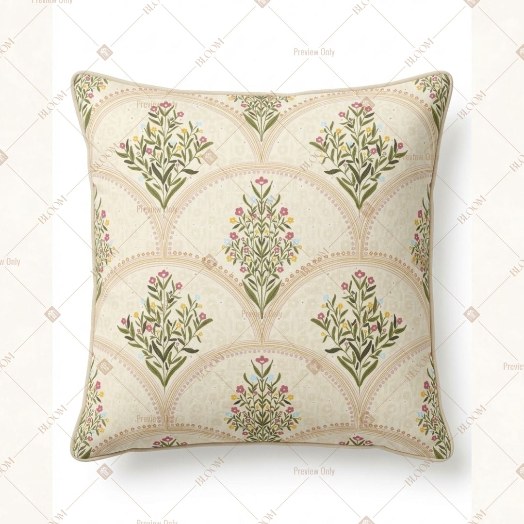 Beige Botanical Leaf Cushion Cover Pack of 12