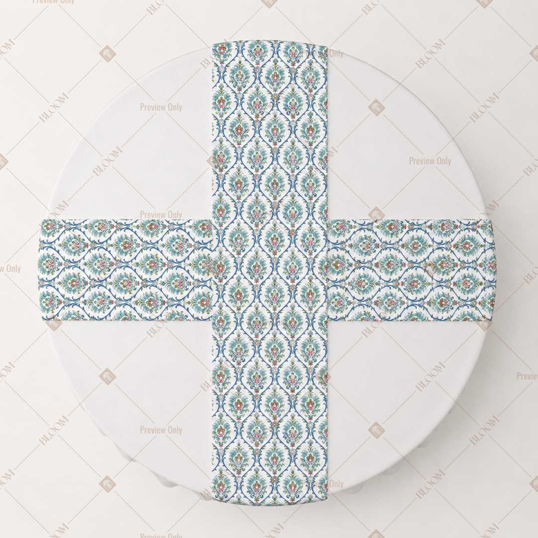 Aqua Floral Trellis Table Runner Pack Of 12