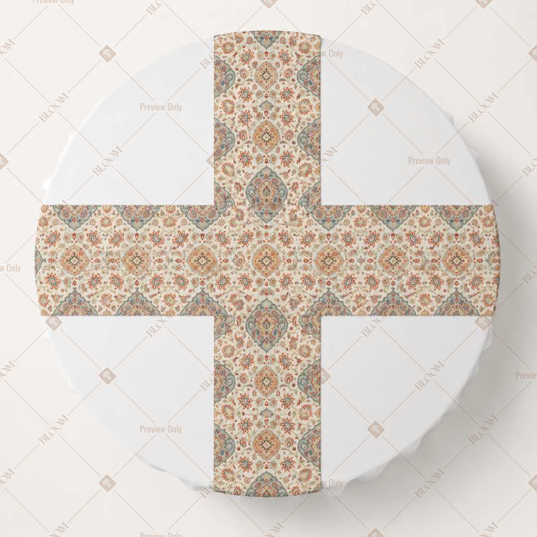 Beige Floral Medallion Table Runner Pack Of 12