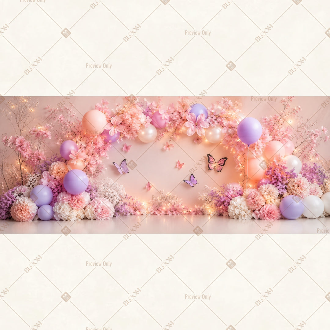 Pastel Balloon Celebration Wide Backdrop