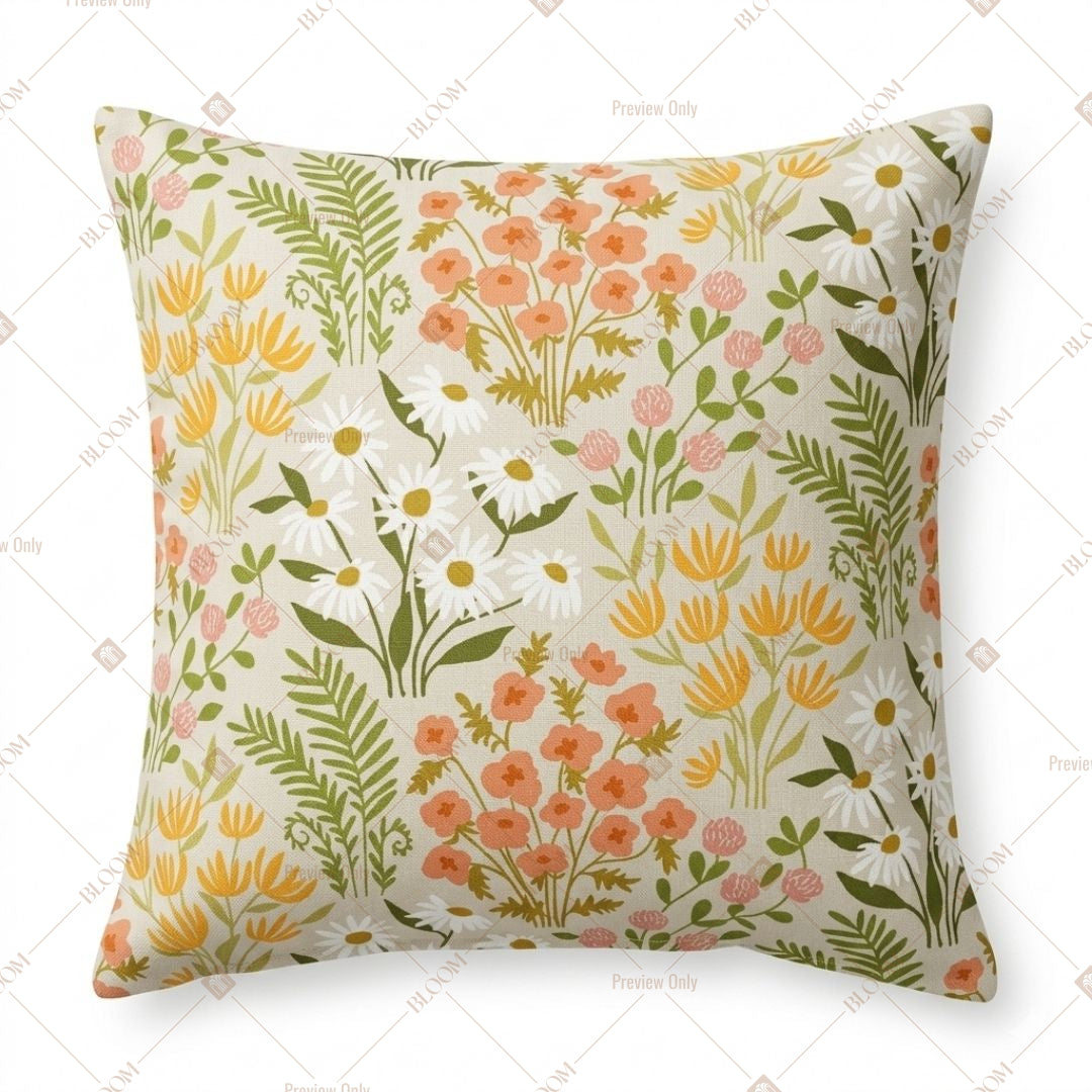 Yellow Botanical Floral Cushion Cover Pack of 12