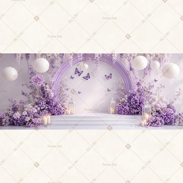 White Floral Moon Stage Wide Backdrop
