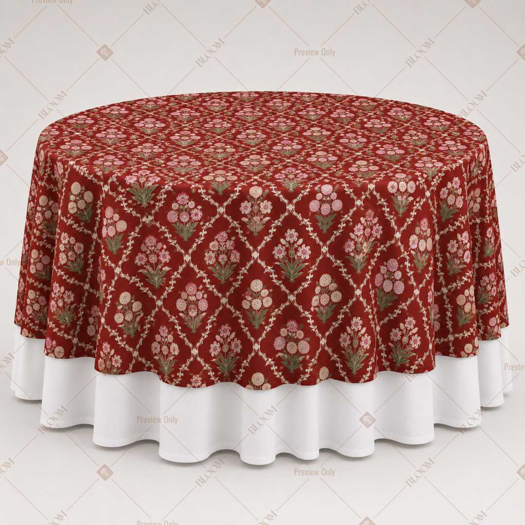 Burgundy Diamond Block Print Table Overlay Pack of 6