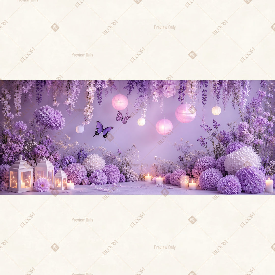 Dreamy Purple Butterfly Wide Backdrop