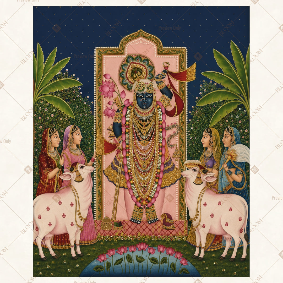 Krishna Floral Arch Portrait Rectangle Backdrop