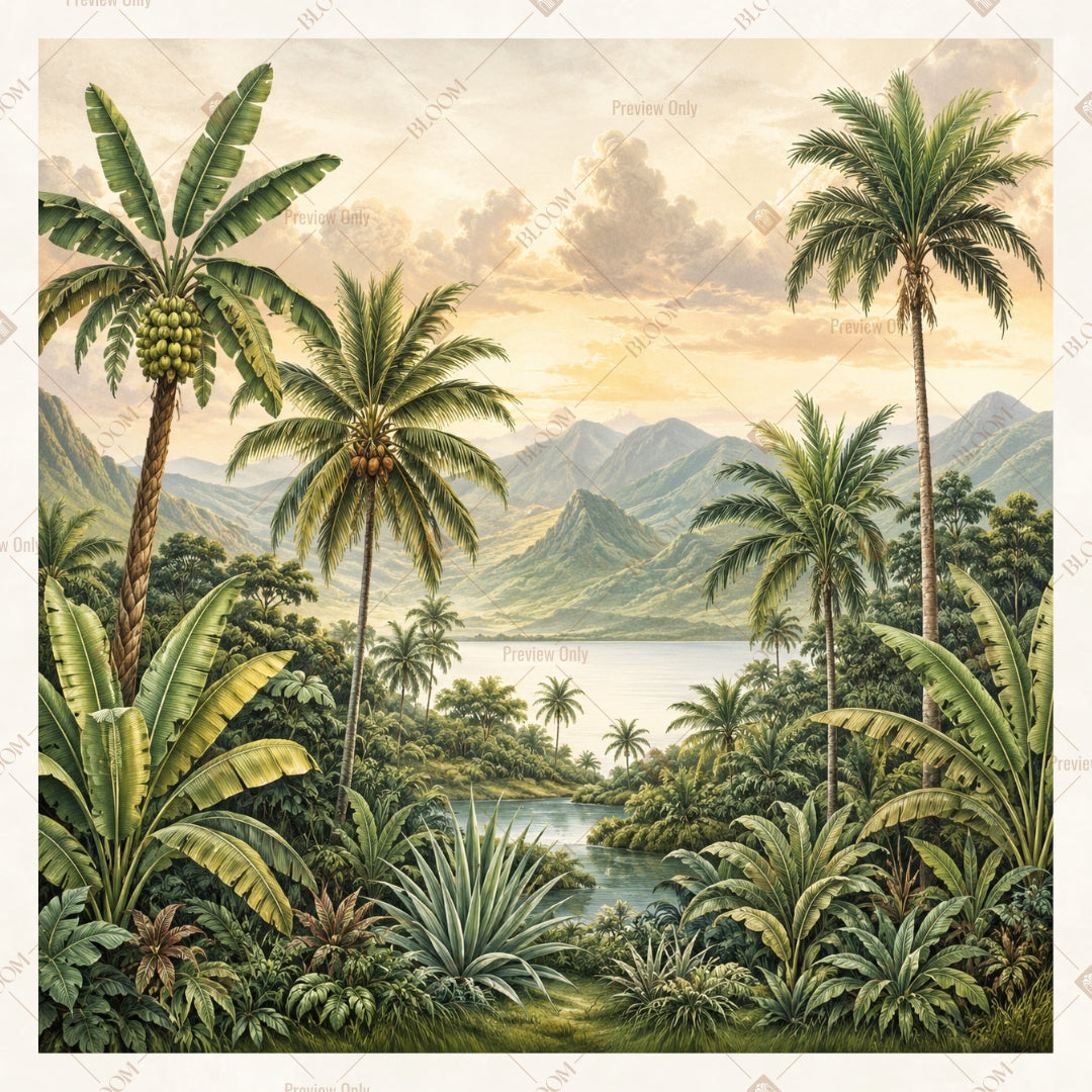Tropical Glasshouse Square Backdrop