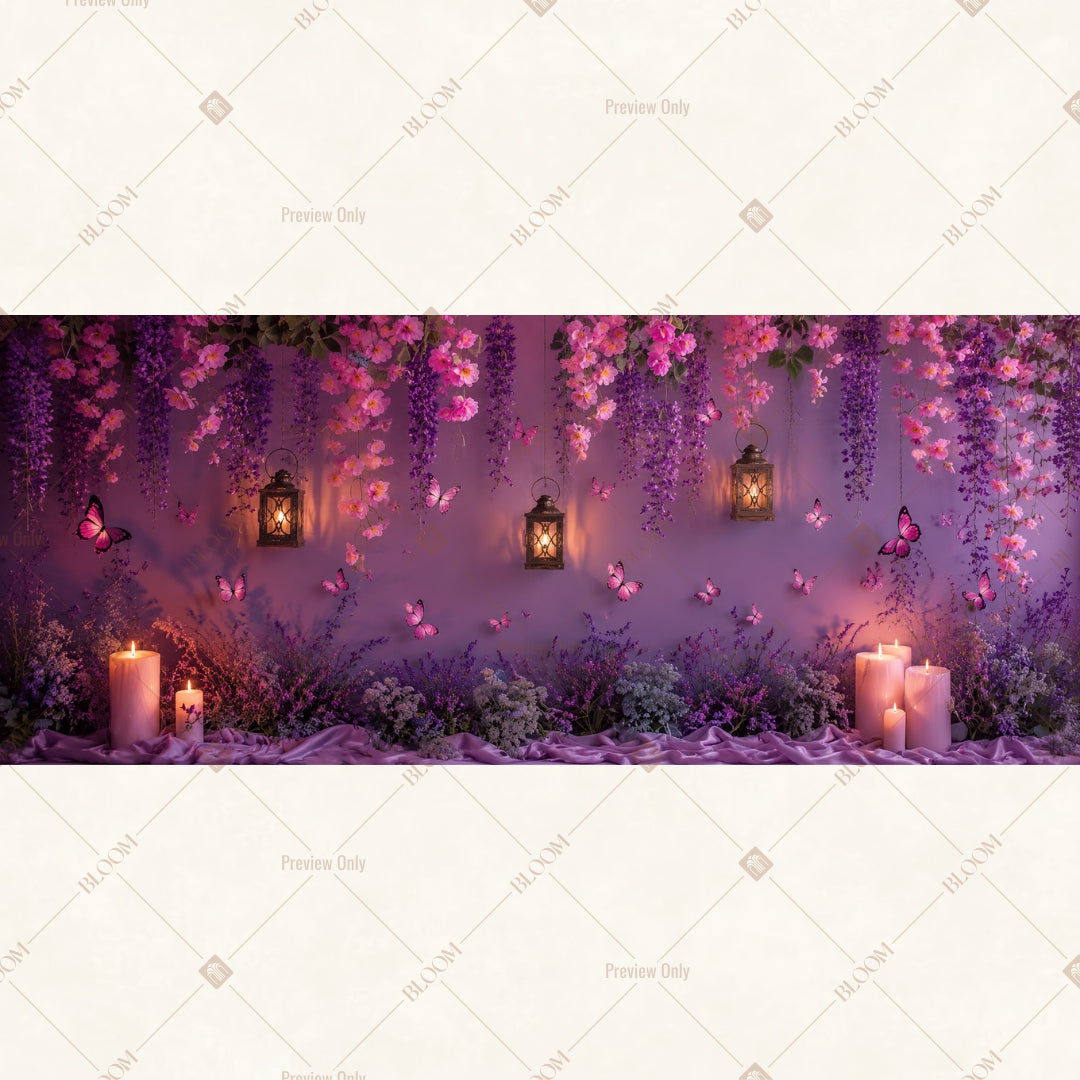 Midnight Lantern Garden Wide Backdrop