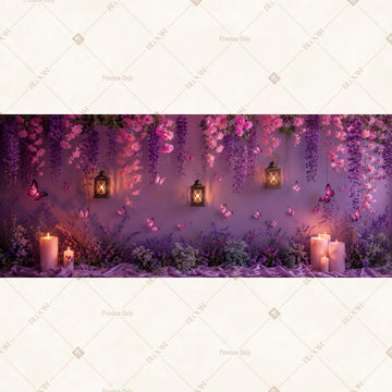 Midnight Lantern Garden Wide Backdrop
