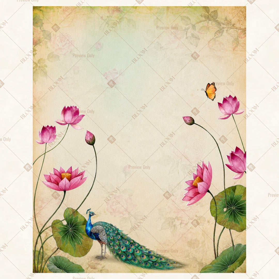 Minimal Pink Lotus Floral Portrait Rectangle Backdrop
