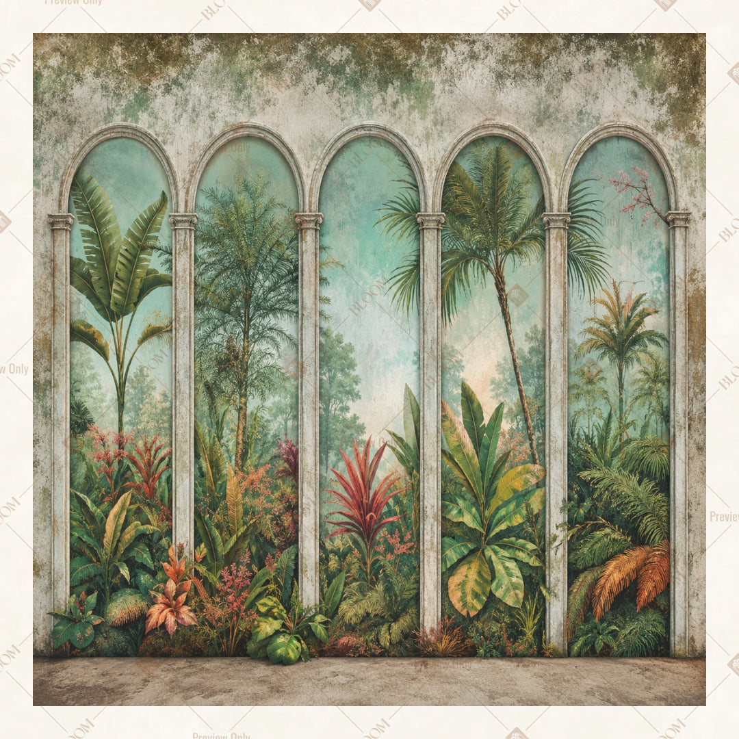 Palm Garden Oasis Square Backdrop