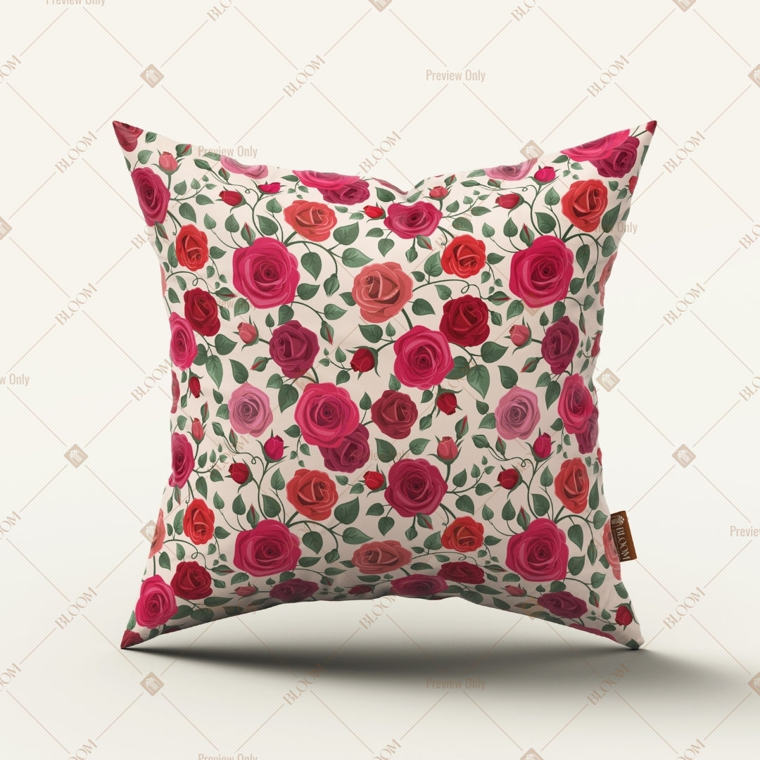 Red Rose Floral Cushion Cover Pack of 12
