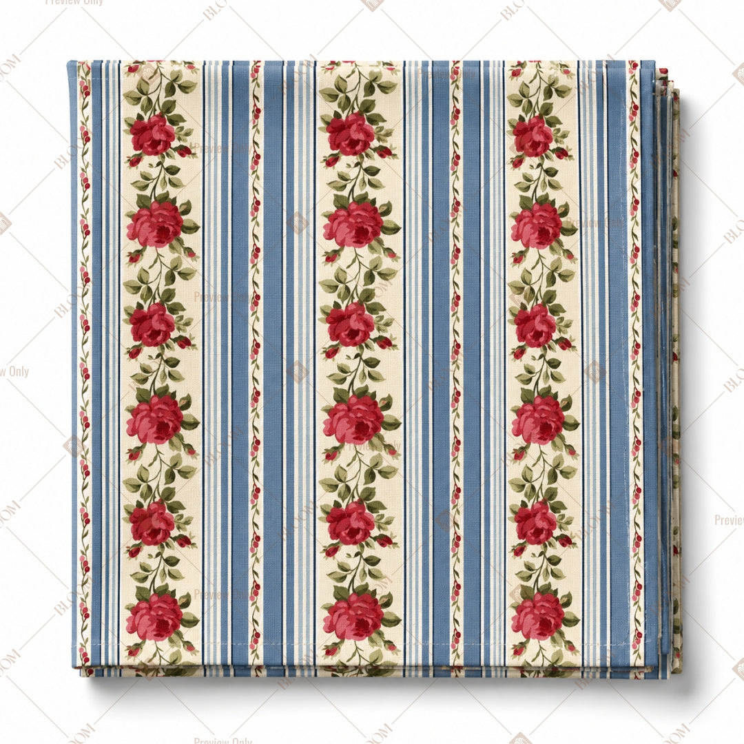 Blue Stripe Floral Pattern Design