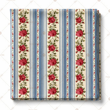 Blue Stripe Floral Pattern Design